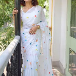 Ruuprekha Floral Pure Cotton Khadi Saree-27