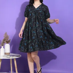 HIVA TRENDZ Women Floral Print Fit & Flare Above Knee Dress-picture-13