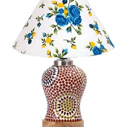 Aura Conical White & Blue Printed Glass Frustum Shaped Table Lamp-picture-36