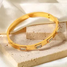 Jewels Galaxy Gold-Plated American Diamond Bangle-Style Bracelet-image-44