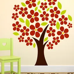 LANSTICK Red & Green Flower Shape Tree Wallsticker-image-20