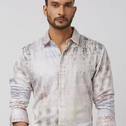 Mufti Men Spread Collar Abstract Printed Cotton Slim Fit Casual Shirt-image-69