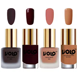 VOLO Set Of 4 Velvet Matte & Extra Shine Nail Polish - 8 ml Each & 9ml Each-29-38-44-64-16
