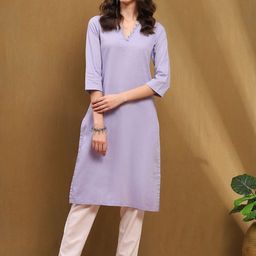 Biba V-Neck Regular Straight Kurta-picture-2