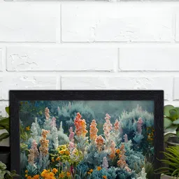 Aura Green & Orange Coloured & Green Wooden Landscape Printed Wall Art-24