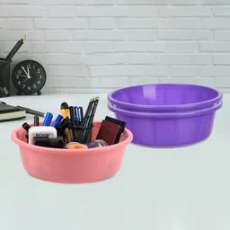 Kuber Industries Purple and Pink 3 Pieces Desk Organisers-51