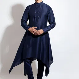 VIVEK KARUNAKARAN Band Collar Tiered Pathani Kurta with Churidar-image-94