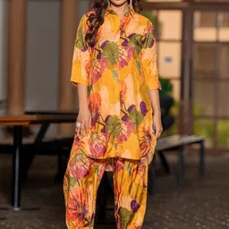 all about you Floral Printed Shirt Collar Organic Cotton Straight Kurta With Salwar-picture-47