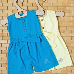 THE MAPLES FASHION Infant GirlsPack of 2 Hosiery Cotton Knee LengthDress With Belt-image-55