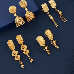 DIVASTRI Set Of 4 Gold-Plated Brass Earrings-picture-47