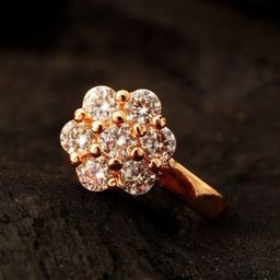 SHREEVARAM Cubic Zirconia Diamond Gold-Plated Brass Nose Ring-image-54