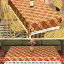RUBOXA Pink Set of 2 Geometric Printed Waterproof Plastic 6-Seater Table Cover-0