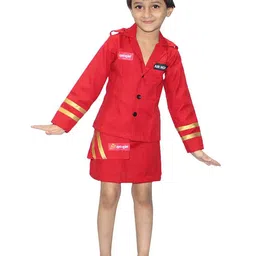 Kaku Fancy dresses Girls Our Community Helper Air Hostess Costume Coat With Skirt & Cap-55