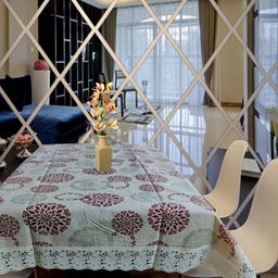 KANUSHI INDUSTRIES Beige Floral Waterproof 6-Seater Table Cover-46