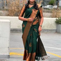 INDIOTSAV Ethnic Motifs Woven Design Zari Banarasi Saree-picture-14