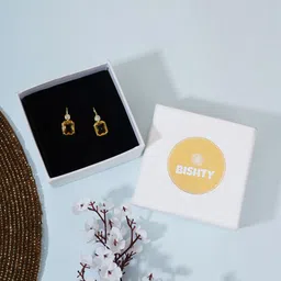 Bishty Fashion Stainless Steel Silver-Plated Cubic Zirconia Studded Square Drop Earrings-16