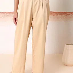 Kotty Women Comfort Relaxed Fit High-Rise Pleated Trousers-picture-43