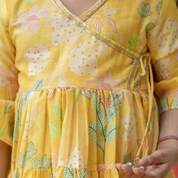 Sangria Kids-Girls Printed Angrakha Kurta & Sharara With Dupatta image 2