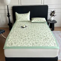 JC HOME Green Floral 160 TC King Bedsheet Set 1.80 m x 2.20 m-image-13