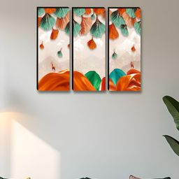 Myntra Elegant Homes Orange & Green 3 Piece Wood Floral and Botanical Wall Paintings-image-20