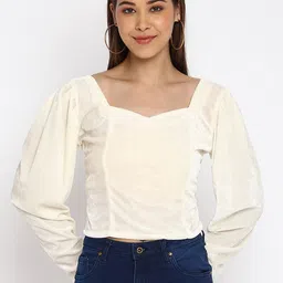 DressBerry Sweetheart Neck Puff Sleeve Velvet Top-22