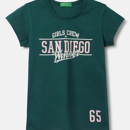 United Colors of Benetton Girls Typography Pure Cotton Applique T-shirt-image-66