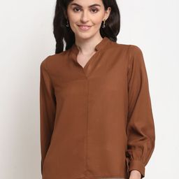 La Zoire Women Solid Mandarin Collar Top-image-48