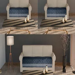 Fashion Throw Grey & White 3 Pieces Ethnic Motifs Printed Velvet 7 Seater Sofa Covers-24