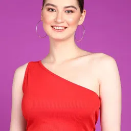 Popwings Women Embellished Solid One Shoulder Crop Top-image-23