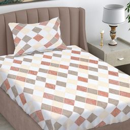 Myntra Elegant Homes Orange & White Geometric Single Bedsheet with 1 Pillow Covers-picture-22