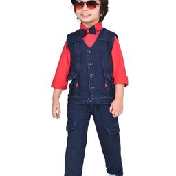 DOTSON Boys Solid Spread Collar Shirt & Waistcoat with Trousers-picture-44