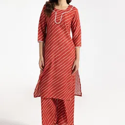 KAYOMMI Women Leheriya Printed Kurta with Trousers-image-10