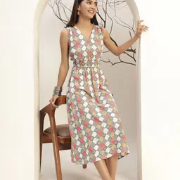 Bani Women Checked Printed Fit & Flare Casual Dress-image-29
