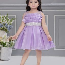 Ministitch Girls Round Neck Sleeveless Party Above knee Fit & Flare Dress-57