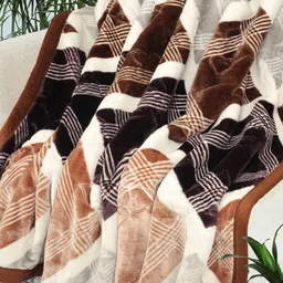 VAS COLLECTIONS Beige & Brown Mink Heavy Winter 500 GSM Double Bed Blanket-image-53