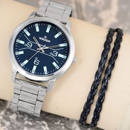 WROGN Men Analog Watch & Leather Bracelet Gift Set-26
