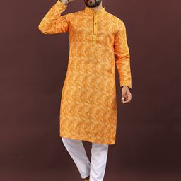 Zurika Fashion Geometric Printed Linen Mandarin Collar Stright Kurta-picture-58