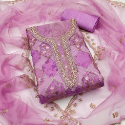 KALINI Embroidered Organza Unstitched Dress Material-image-37