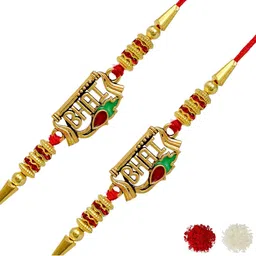MEIRA JEWELLERY 4-Pcs Rakhi With Roli Chawal & Greeting Card-image-97