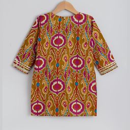 Hopscotch Girls Floral Printed Gotta Patti Pure Cotton Kurta Set-picture-30