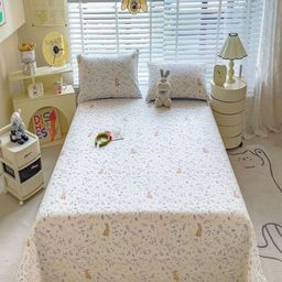 JC HOME White & Brown Floral Printed Pure Cotton 220 TC Queen Bedsheet Set 1.80 m x 2.30 m-image-53