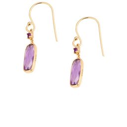 Meadows 925 Sterling Silver Rose Gold Plated Amethyst Studded Rectangle Drop Earrings-image-20