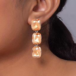 MINJI AND CO. Silver-Plated Artificial Stones Studded Geometric Drop Earrings-image-94