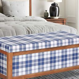 GLOBALLY INDIAN Blue & White Printed Wooden 2-Seater Rectangle Love Seat Bench-picture-36