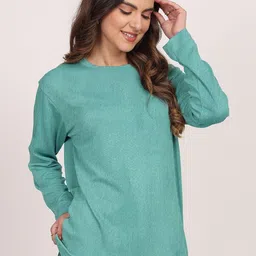 Leotude Round Neck Drop-Shoulder Sleeves Cotton T-shirt-picture-7