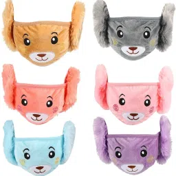 Kids Girl's & Boys Warm Winter Face Mask for 3-13 Years age with Plush Ear Muff-image-86
