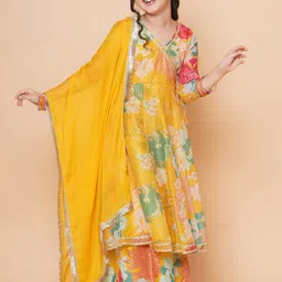 Little Zing Girls Printed Kurta & Sharara Set With Dupatta-image-61