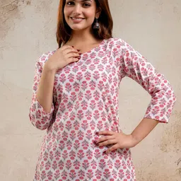 SURHI Floral Printed V-Neck Pure Cotton Kurti-picture-30