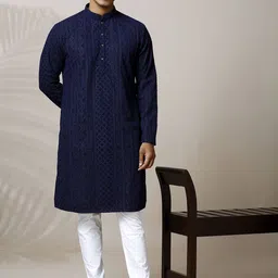 Be Desi Men Paisley Embroidered Regular Kurta with Pyjamas-image-14