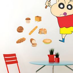 LANSTICK Red & Yellow Printed Shinchan & Cake Wall Stickers-23